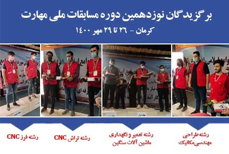 کسب 12 مدال و 5 دیپلم افتخار توسط شرکت کنندگان 4 رشته مهارتی در نوزدهمین دوره مسابقات ملی مهارت